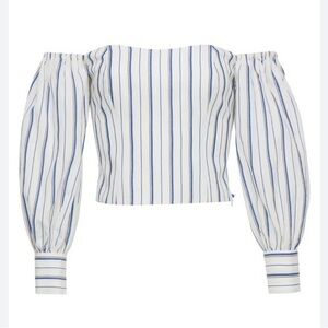 Claudie Pierlot striped off shoulder crop top, smocking, coastal, beach, 6, med